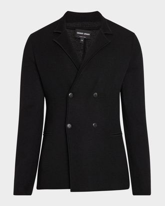 Giorgio Armani Men & apos;s Wool-Cashmere Rib Stitch Blazer