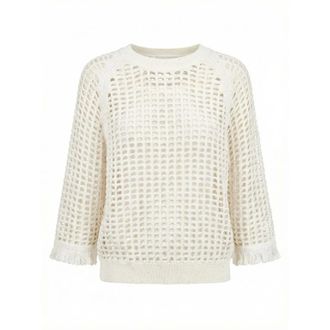 PESERICO Peserico, Round-neck Knitwear, female, White, Size: XS Sequinned Cordonet Sweater