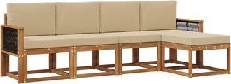 vidaXL Conjunto De Sof&aacute;s De Exterior 5 Uds. Natural Y Beige Poli&eacute;ster Vidaxl