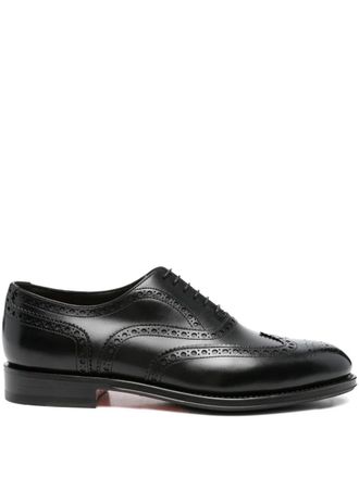 Santoni perforated leather oxford shoes - men - Calf Leather/Calf Leather/Rubber/Calf Leather - 7 1/2 - Black