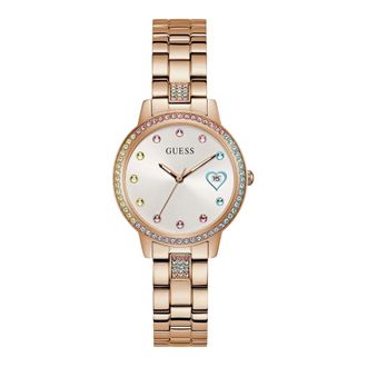 Guess Three of Hearts horloge - Dames - Accessoires - Roze - Maat: ONE Size