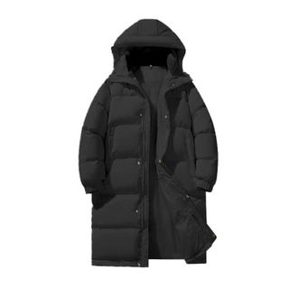 Generic Mens Longline Hooded Puffer Jacket - Quilted Insulated Thicken Overcoat, Waterproof Windproof Durable Coats, Outdoor Long Puffer Coat