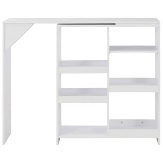 Berkfield Home Bar Table with Moveable Shelf White 138x39x110 cm | Size: 138 x 39 x 110 cm