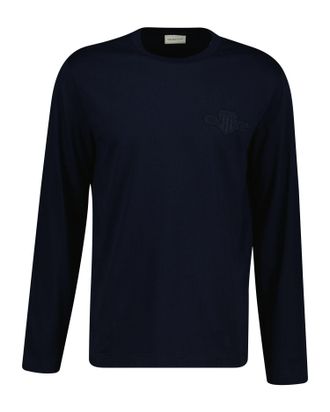 GANT Longsleeve GANT TONAL SHIELD, Herren, Gr. 4XL, blau (evening blau), Jersey, Obermaterial: 100% Baumwolle, regular fit, Rundhals, Shirts Longsleeve, ba