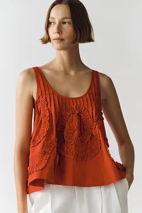 Damson Madder Stella Cotton Ruffle Tank Top