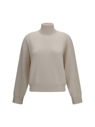 Brunello Cucinelli Womens Cashmere Turtleneck Sweater English White (capra Hircus)