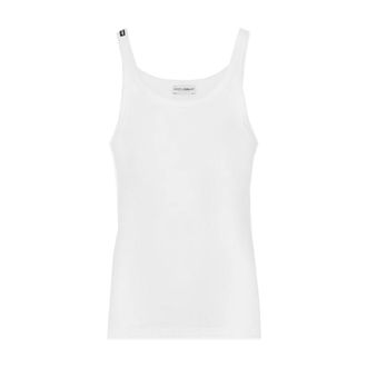 Dolce & Gabbana Marcello Ribbed Katoenen Tanktop - Dames - Tops - Wit - Maat: L Katoen