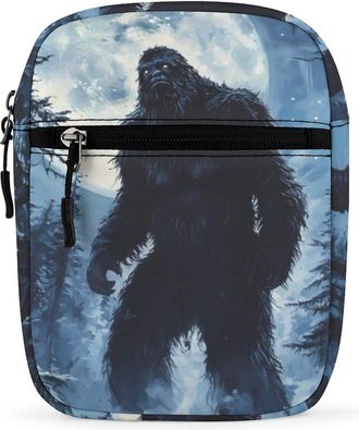 Generic Sasquatch Bigfoot With Moon Trendy Crossbody Bag for Men Women Small Satchel Men Sling Adjustable Shoulder Strap Messenger