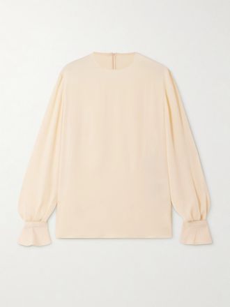 Valentino Garavani Blusa In Seta Con Ruches - Crema