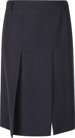 Prada Multi-slit Midi Rok - Dames - Midirokken - Blauw - S - Leer - Rokken