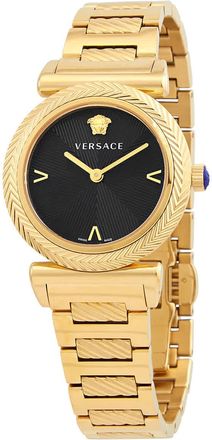 Versace V Motif Quartz Black Dial Ladies Watch VERE02220
