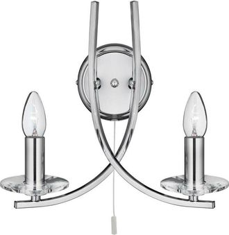 Searchlight Searchlight Ascona - 2 Light Indoor Glass Candle Wall Light Chrome, E14