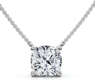 Pompeii3 1Ct Cushion Solitaire Diamond Pendant 14k Gold 18 Necklace Lab Grown