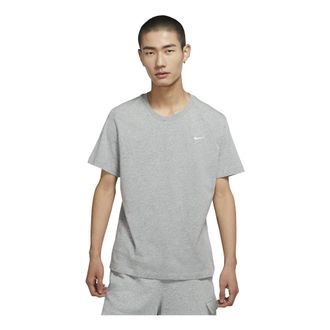 Nike Sportswear Solid Color Embroidered Logo Micro Mark Round Neck Casual Short Sleeve Gray BV0508-063