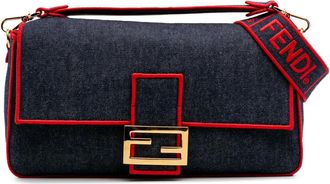 Fendi Borsa a tracolla Baguette grande in denim 2010-2025 - Blu