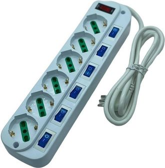 Trade Shop Trade Shop - Multipresa Ciabatta Elettrica Con 6 Prese Universali Ita 10/16a Schuko Bipasso