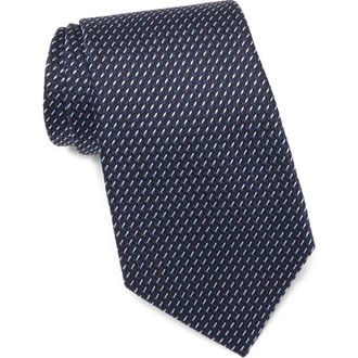Ermenegildo Zegna Neat Silk Tie in Navy Micro-Fan at Nordstrom