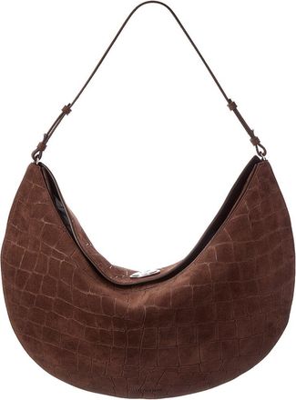 Jacquemus The Ovalo Croc-Embossed Suede Hobo Bag