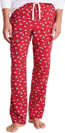 Vineyard Vines Holiday Print Flannel Lounge Pants in Santa Whale Red at Nordstrom, Size Xx-Large
