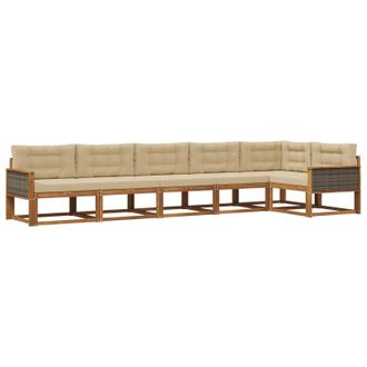 vidaXL Conjunto De Sof&aacute;s De Exterior Con Coj&iacute;n 6 Pcs Natural Y Beige Vidaxl