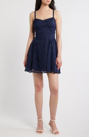 All in Favor Eyelet Lace Fit & Flare Party Dress in Navy at Nordstrom, Size X-Large
