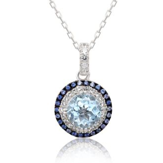 Suzy Levian Sterling Silver Round Cut Orange Citrine And Sapphire Accent Pendant
