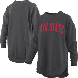 Pressbox Womens Pressbox Black Ohio State Buckeyes Melange Poncho Vintage Fleece Long Sleeve Pullover Sweatshirt at Nordstrom, Size Medium