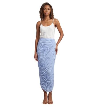 Magda Butrym Light Blue Pleated Midi Skirt