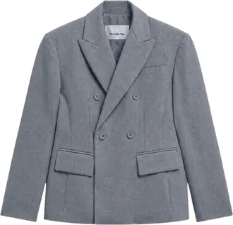 Frankie Shop Double-Breasted Grey Wool Doyer Blazer