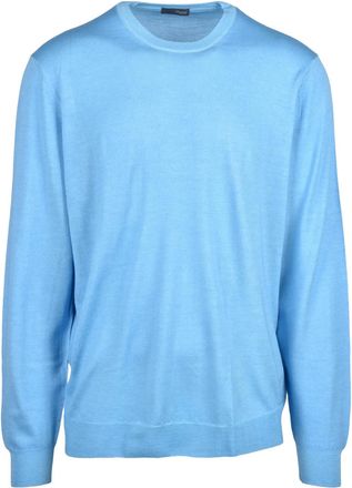 Drumohr Light Blue Extrafine Merino Wool Crewneck Sweater