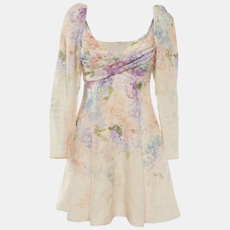 Zimmermann Multicolour Floral Print Linen Dawning Mini Dress