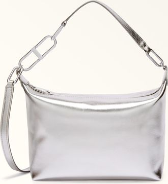Furla Teia Crossbody Xl Color Silver Silver Printed Smooth Leather With Metal Finish Woman
