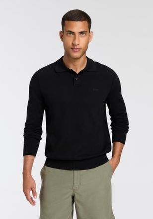 Boss Orange by Hugo Boss Polokragenpullover BOSS ORANGE Asac, Herren, Gr. XXL, schwarz (schwarz001), Strick, Obermaterial: 85% Baumwolle, 15% Kapok, unifarben, regular fit h&uuml;f