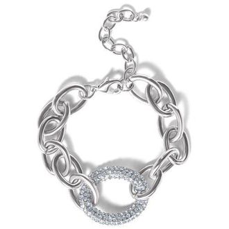 Jessica Simpson Silver-Tone Pav&eacute; Oval Link Bracelet at Nordstrom