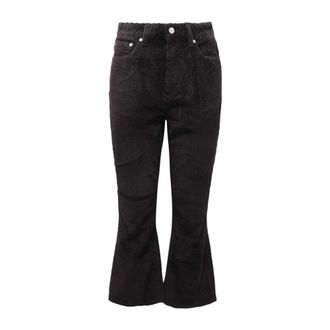 Ganni Cropped Corduroy Velvet Broek - Dames - Wijde Broeken - Zwart - W28 - Broeken