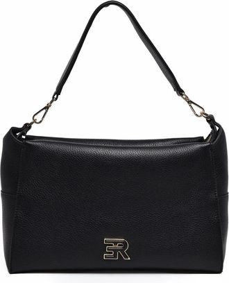 Ermanno Scervino Textured Black Polyurethane Victoria Shoulder Bag