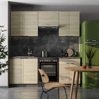Vicco Mueble De Cocina Fame-line, Panel De Roble/antracita, 200 Cm, Et Antracita
