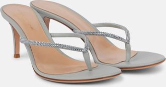 Gianvito Rossi Sandali infradito India 70 in suede con cristalli