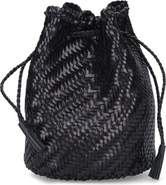 Dragon Diffusion Intricately Braided Leather Fringe Bucket Bag