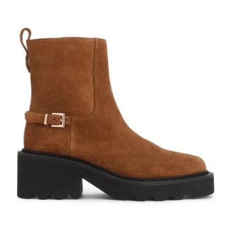 Kazar Schoenen, Dames, Bruin, 38 EU, Su&egrave;de, Kazar Lichtbruine su&egrave;de enkellaarsjes op een dikke zool
