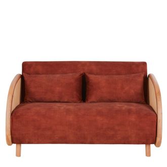 Maisons du monde Sof&aacute; cama de 2 plazas de terciopelo terracota