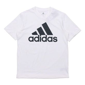 adidas Printed Big Logo Essentials Tee Short Sleeve Mens White GK9121