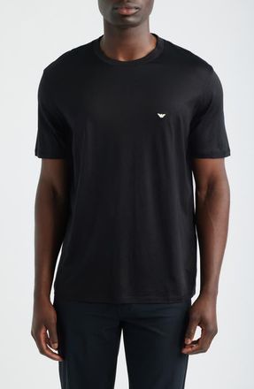 Emporio Armani Embroidered Logo T-Shirt in Solid Black at Nordstrom, Size Xxx-Large