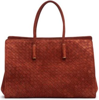 Bottega Veneta Barbara Intrecciato Suede Tote in 8761 Rust-Brass Vibrato at Nordstrom
