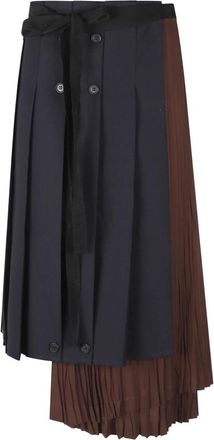 Prada Asymmetrische Patchwork Rok - Dames - Midirokken - Veelkleurig - S - Rokken