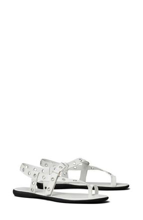 Tory Burch Eyelet Toe Ring Sandal in Cloud /Silver at Nordstrom, Size 10.5