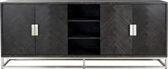Richmond Interiors Massivholz Design Sideboard Blackbone Silver 4-türig