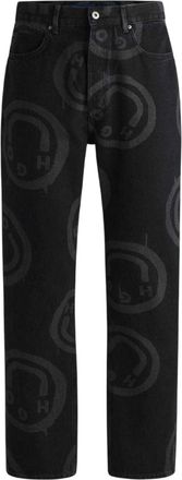 HUGO BOSS Hugo Mens Nate Grafische Print Jeans (Zwart)