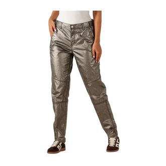 Summum Tapered Metallic Coated Twill Broeken - Dames - Broeken - Grijs - Maat: S