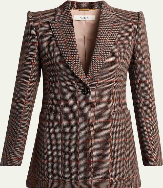 Plaid Single-Breasted Jacket